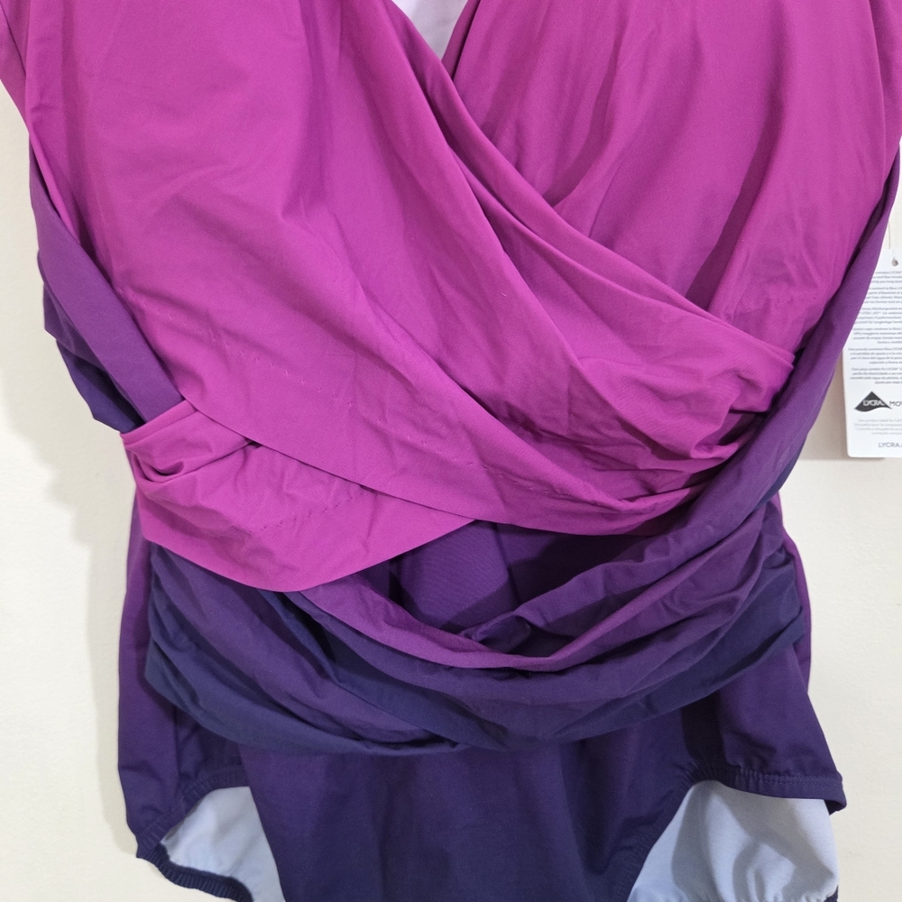 NWT Lands End SlenderSuit Swimsuit One Piece Ombre Purple Size 18W DDD F Shaping - Picture 4 of 11